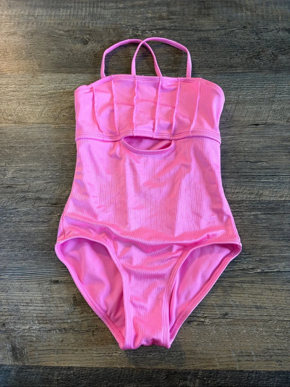 Cat & Jack Bright Pink Girls' One-Piece Swimsuit with Front Cutout